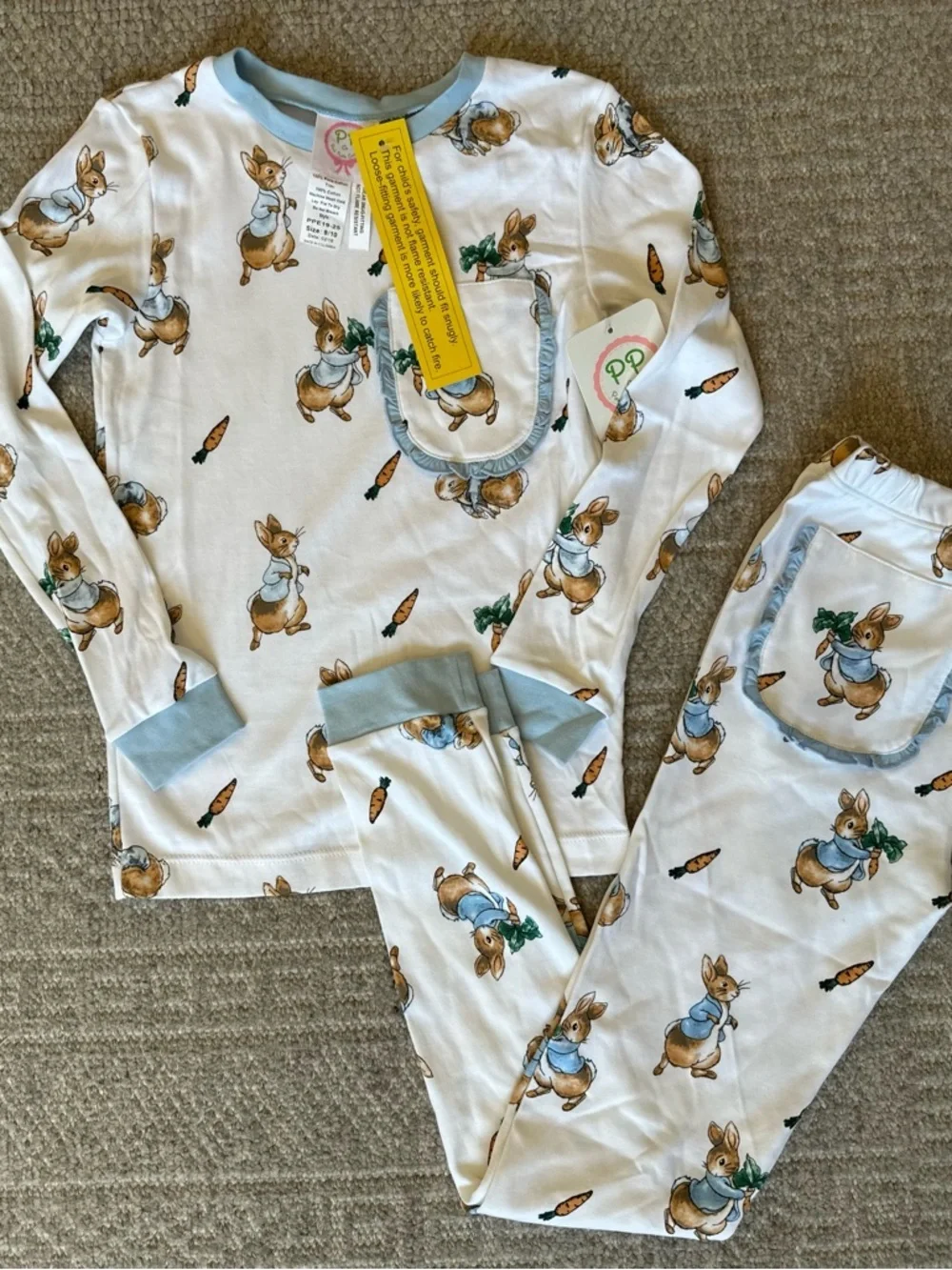 Posh Pickle Girls Peter rabbit Pima pajamas size 9/10